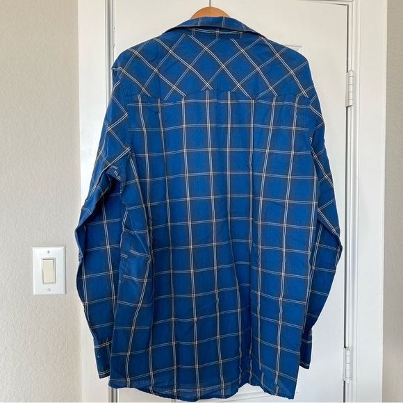 Wrangler Blue Plaid Men's Shirt XLT - Picture 3 of 3